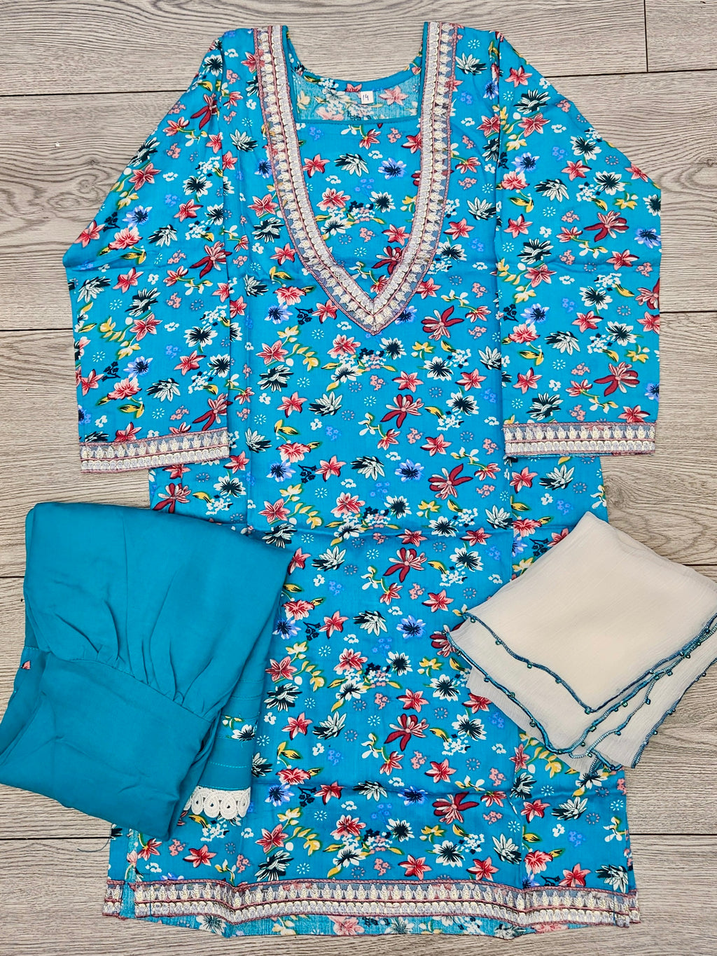 Girl's Dodger Blue colour Floral Print