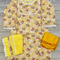 Girl's Lemon Yellow colour Floral Print