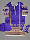 Violet floral print linen fabric shalwar kameez