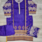 Violet floral print linen fabric shalwar kameez