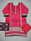 Watermelon pink coral print linen fabric shalwar kameez