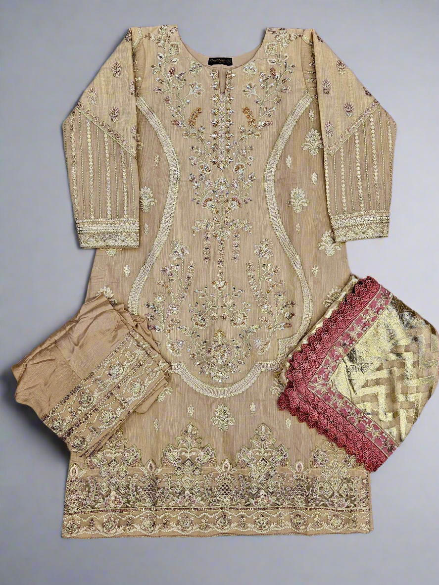 Blush pink colour embroidered