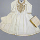 White and gold colour hand embroidered dress
