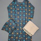 Midnight green colour ditsy print linen fabric