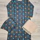 Midnight green colour ditsy print linen fabric