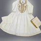 White and gold colour hand embroidered dress