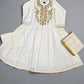 White and gold colour hand embroidered dress