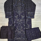 CRM black colour thread and zari embroidered