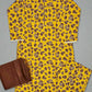 Yellow and brown colour floral print linen fabric shalwar kameez