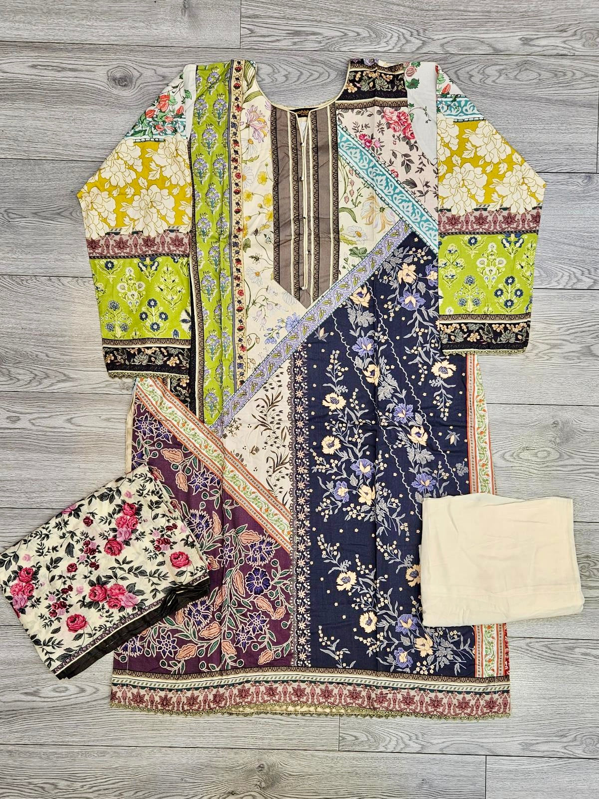 Sana Safinaz H243-20B white navy blue colour