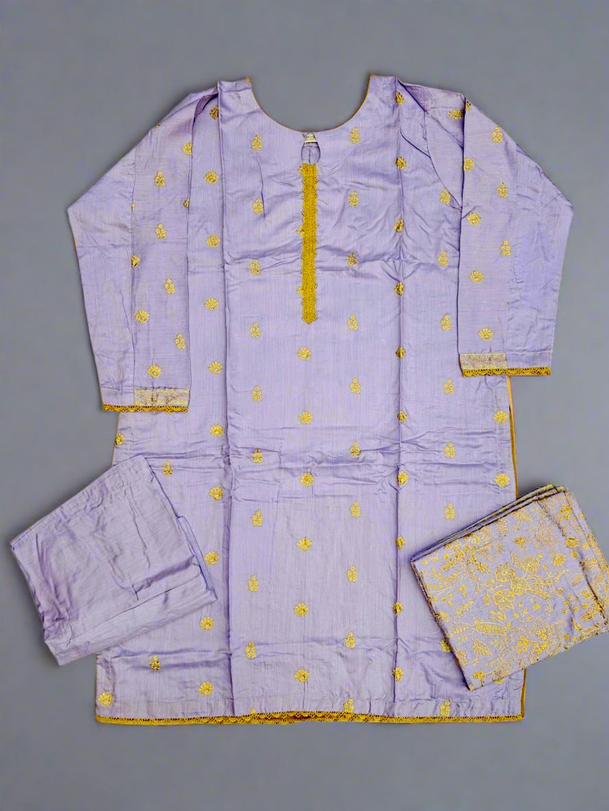 ANM by Ali pale lilac colour thread embroidered