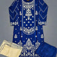CRM navy blue colour thread and zari embroidered