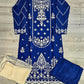 CRM navy blue colour thread and zari embroidered