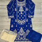 CRM navy blue colour thread and zari embroidered