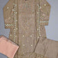 CRM dull brown colour thread zari embroidered