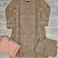CRM dull brown colour thread zari embroidered