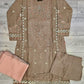 CRM dull brown colour thread zari embroidered