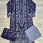 CRM charcoal grey colour thread and zari embroidered