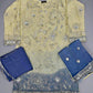 AG Light Yellow and Navy Blue Colour Ombré Hand Embroidered
