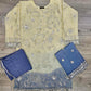 AG Light Yellow and Navy Blue Colour Ombré Hand Embroidered
