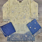 AG Light Yellow and Navy Blue Colour Ombré Hand Embroidered