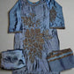NOA navy blue colour silk embroidered in thread and sequins