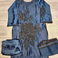 NOA navy blue colour silk embroidered in thread and sequins