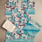 MB Baby blue and vampire grey colour floral print with embroidery
