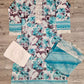 MB Baby blue and vampire grey colour floral print with embroidery