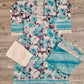 MB Baby blue and vampire grey colour floral print with embroidery