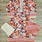 MB Tiger orange and white colour floral print with embroidery