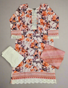 MB Tiger orange and white colour floral print with embroidery