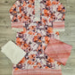 MB Tiger orange and white colour floral print with embroidery