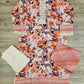 MB Tiger orange and white colour floral print with embroidery