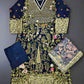 CRM Saira midnight blue gold colour hand embellished in pearls crystals stones