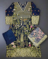 CRM Saira midnight blue gold colour hand embellished in pearls crystals stones