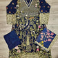 CRM Saira midnight blue gold colour hand embellished in pearls crystals stones