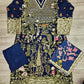 CRM Saira midnight blue gold colour hand embellished in pearls crystals stones