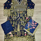 CRM Saira midnight blue gold colour hand embellished in pearls crystals stones