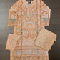 MB Peach and steel gray colour laser cutwork chikan embroidery