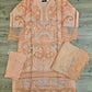 MB Peach and steel gray colour laser cutwork chikan embroidery