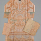 MB Peach and steel gray colour laser cutwork chikan embroidery