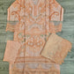MB Peach and steel gray colour laser cutwork chikan embroidery