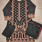 AD6 Black and rose red colour thread and sequins embroidery shalwar kameez in linen fabric
