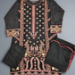 AD6 Black and rose red colour thread and sequins embroidery shalwar kameez in linen fabric