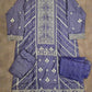 AD5 Iris purple and dark silver colour zari and thread embroidery shalwar kameez in linen fabric