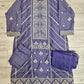 AD5 Iris purple and dark silver colour zari and thread embroidery shalwar kameez in linen fabric