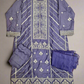 AD5 Iris purple and dark silver colour zari and thread embroidery shalwar kameez in linen fabric