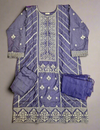 AD5 Iris purple and dark silver colour zari and thread embroidery shalwar kameez in linen fabric