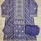 AD5 Iris purple and dark silver colour zari and thread embroidery shalwar kameez in linen fabric